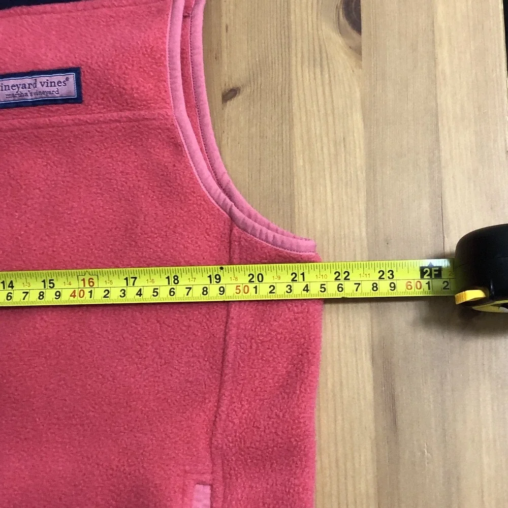 Vineyard Vines Shep Mens Fleece Full Zip Vest Size M Coral Pink Jetty Red